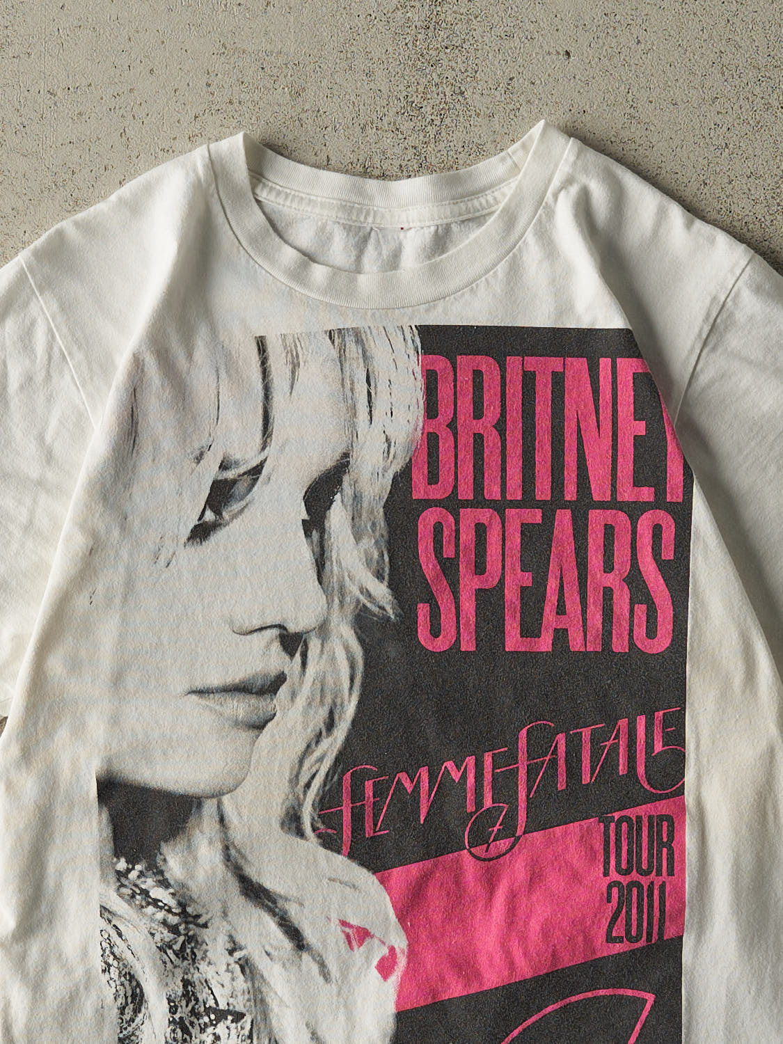Vintage 11' White Britney Spears Femme Fatale Tee (XS)