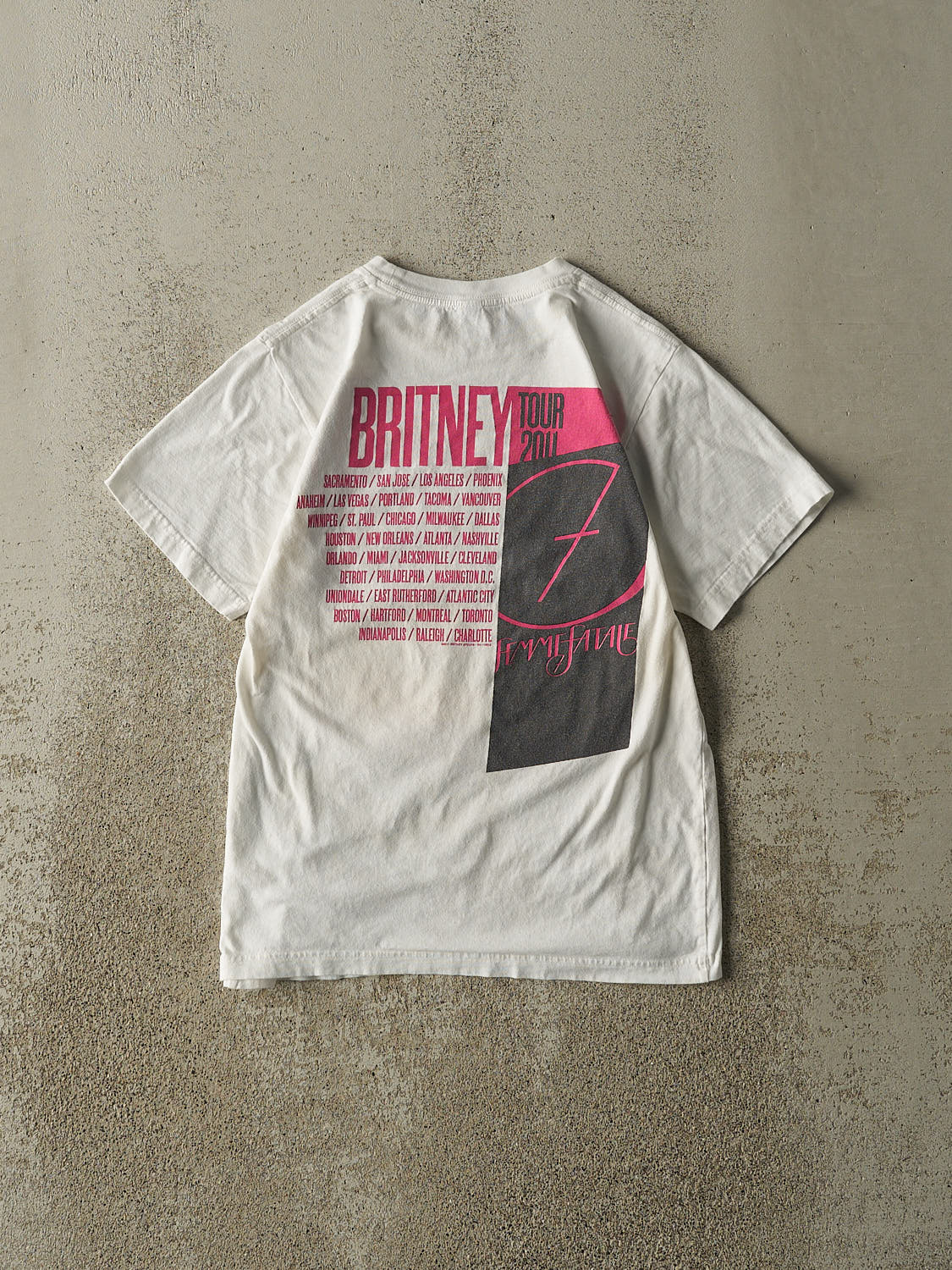 Vintage 11' White Britney Spears Femme Fatale Tee (XS)