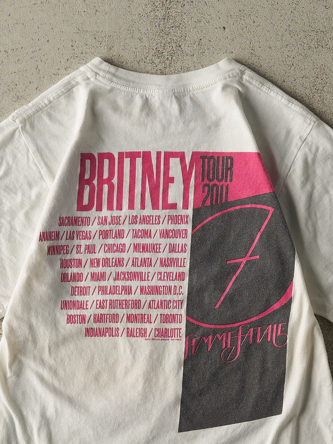 Vintage 11' White Britney Spears Femme Fatale Tee (XS)