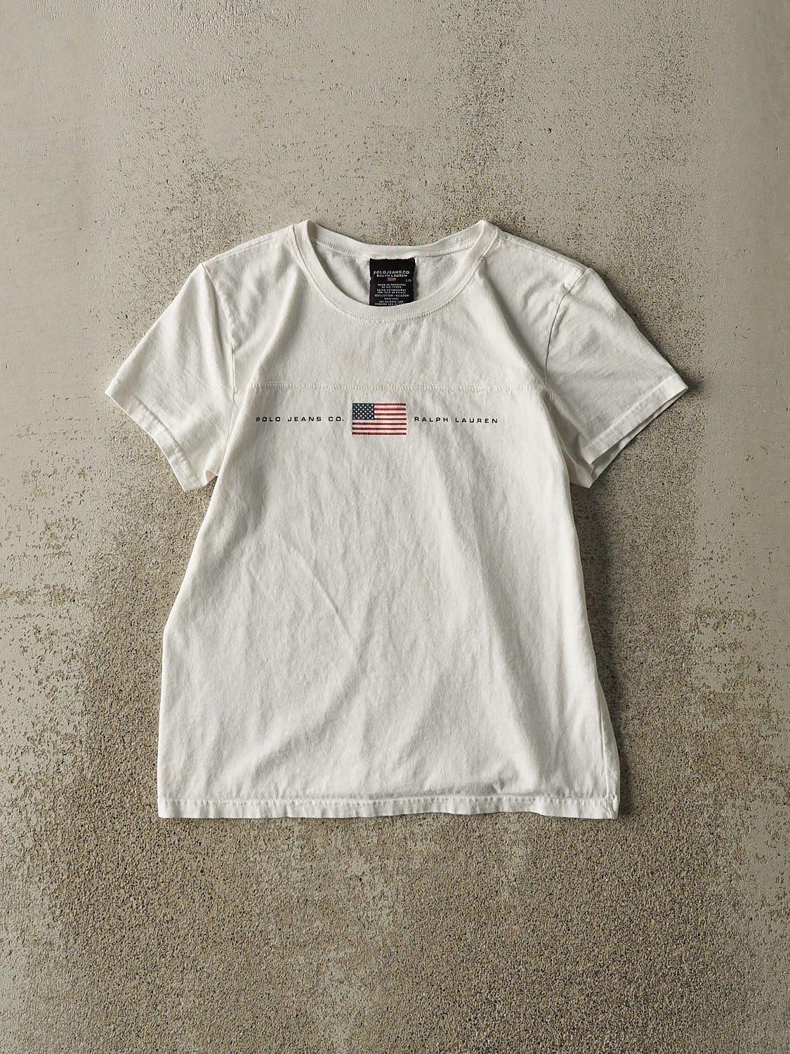 Vintage 90s White Polo Ralph Lauren Baby Tee (XS)