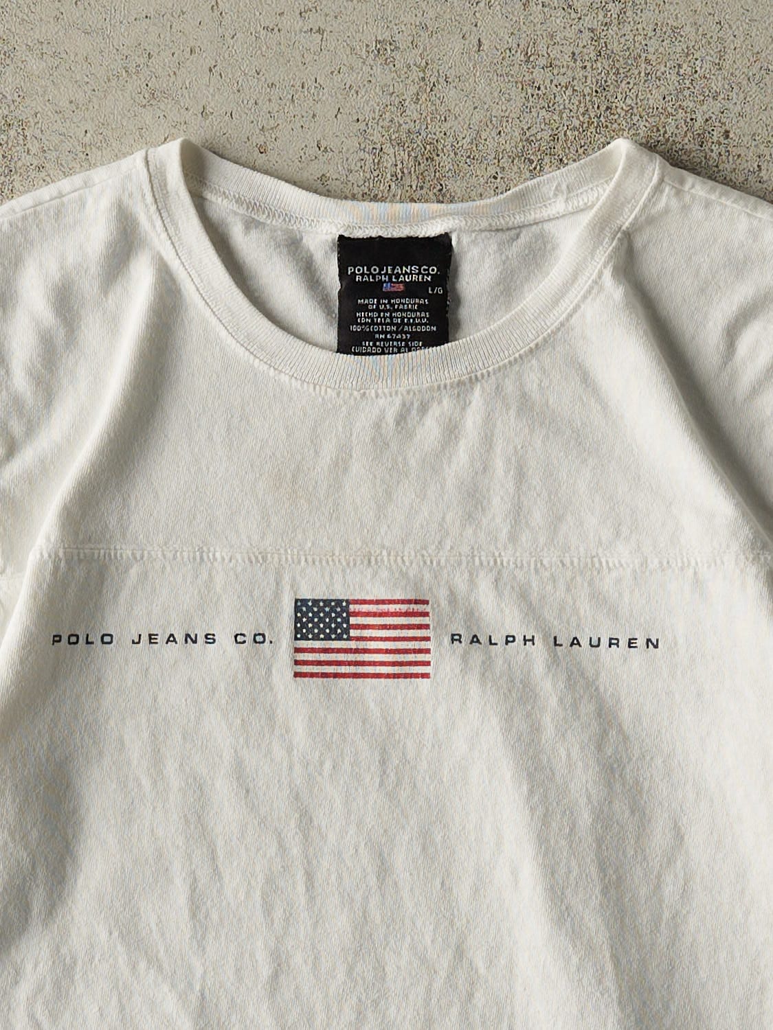 Vintage 90s White Polo Ralph Lauren Baby Tee (XS)