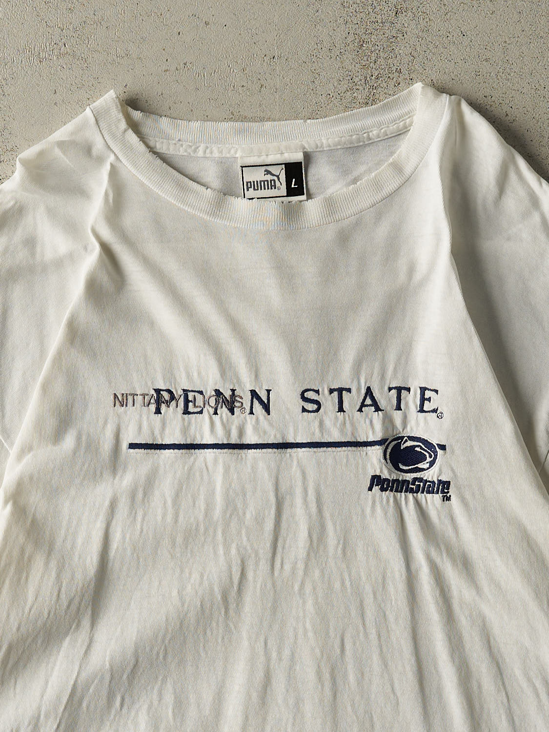 Vintage 90s White Penn State Nittany Lions Embroidered Tee (XL)