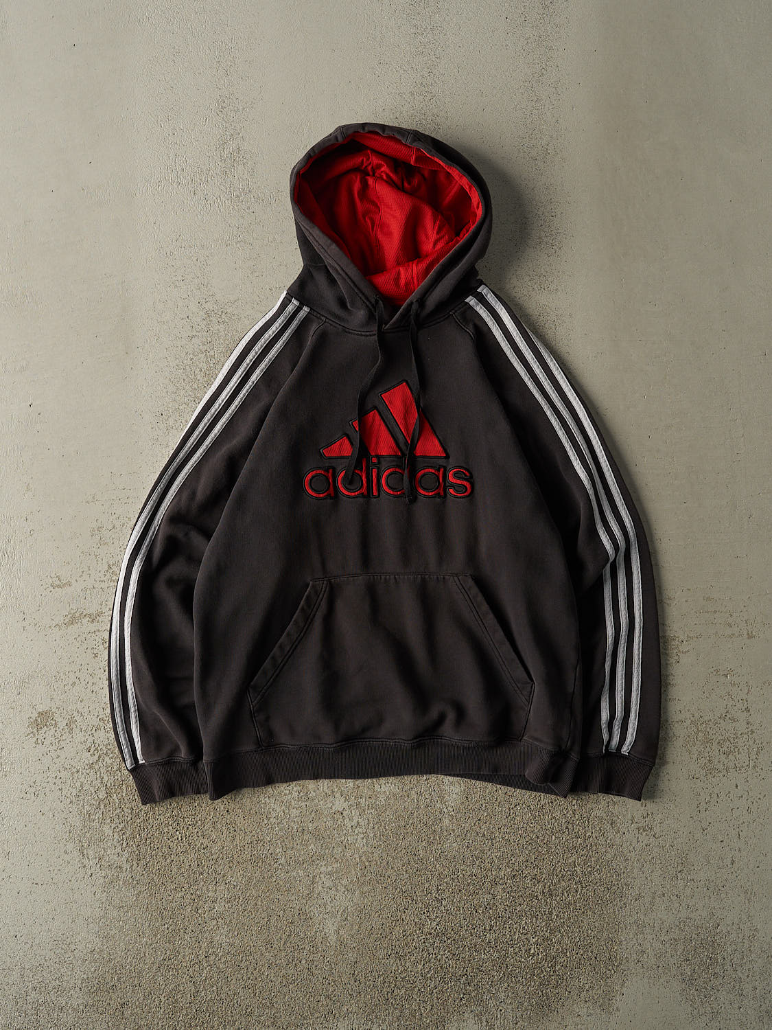 Vintage Y2K Faded Black Adidas Embroidered Hoodie (L)
