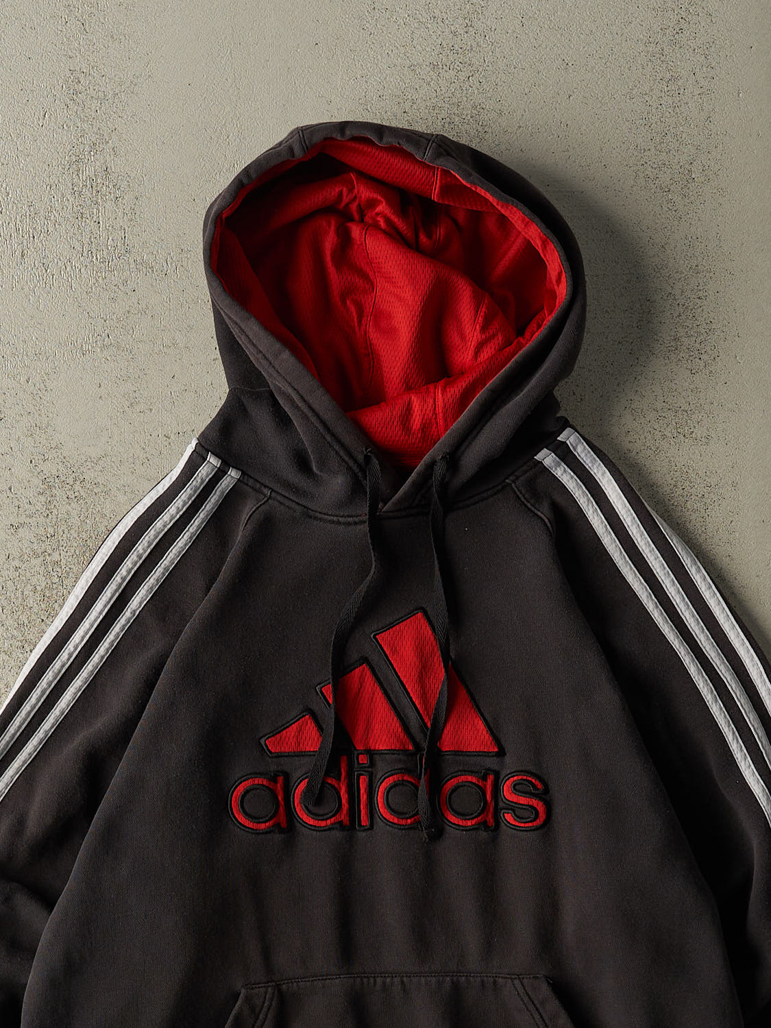 Vintage Y2K Faded Black Adidas Embroidered Hoodie (L)