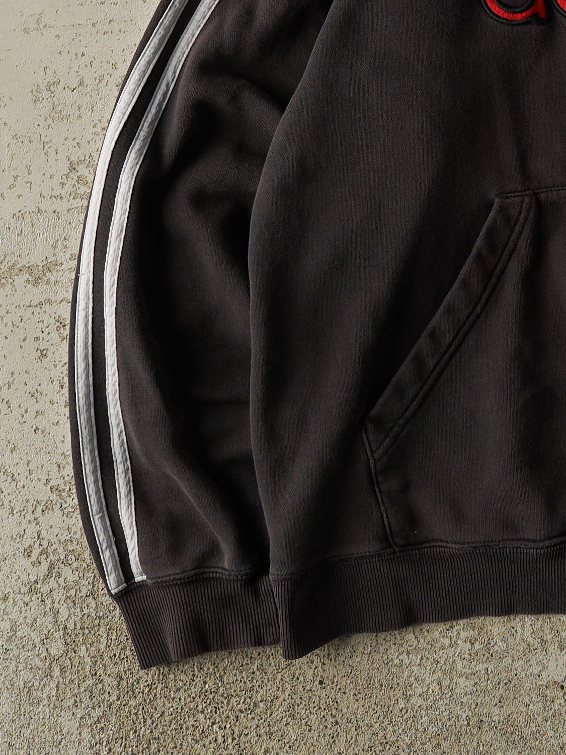 Vintage Y2K Faded Black Adidas Embroidered Hoodie (L)