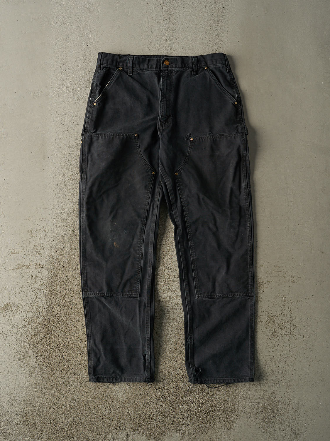 Vintage Y2K Faded Black Carhartt Double Knee Carpenter Pants (35x32.5)