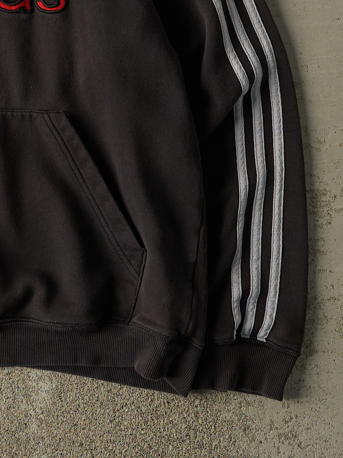 Vintage Y2K Faded Black Adidas Embroidered Hoodie (L)