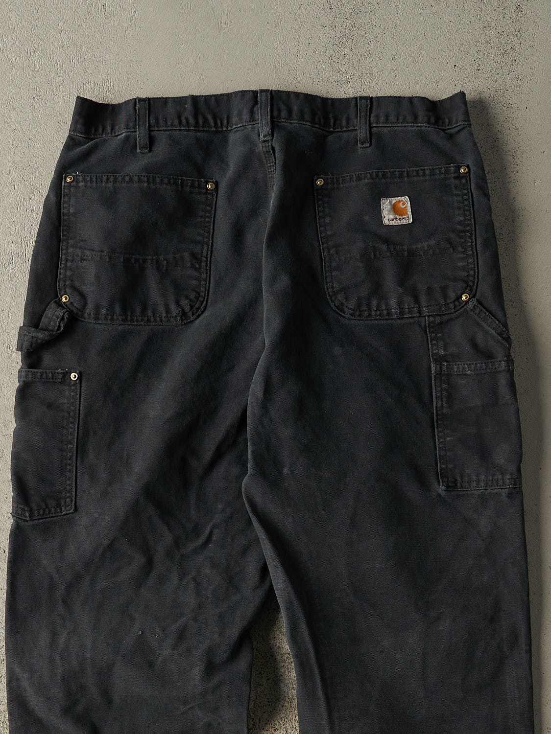 Vintage Y2K Faded Black Carhartt Double Knee Carpenter Pants (35x32.5)