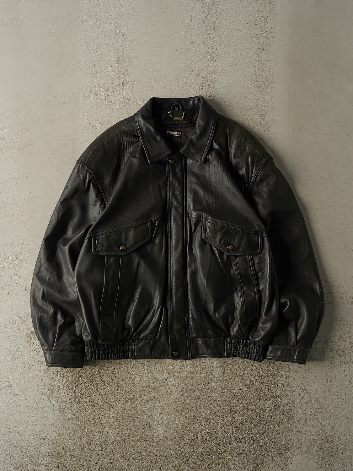 Vintage 90s Black Danier Leather Bomber Jacket (XL/XXL)
