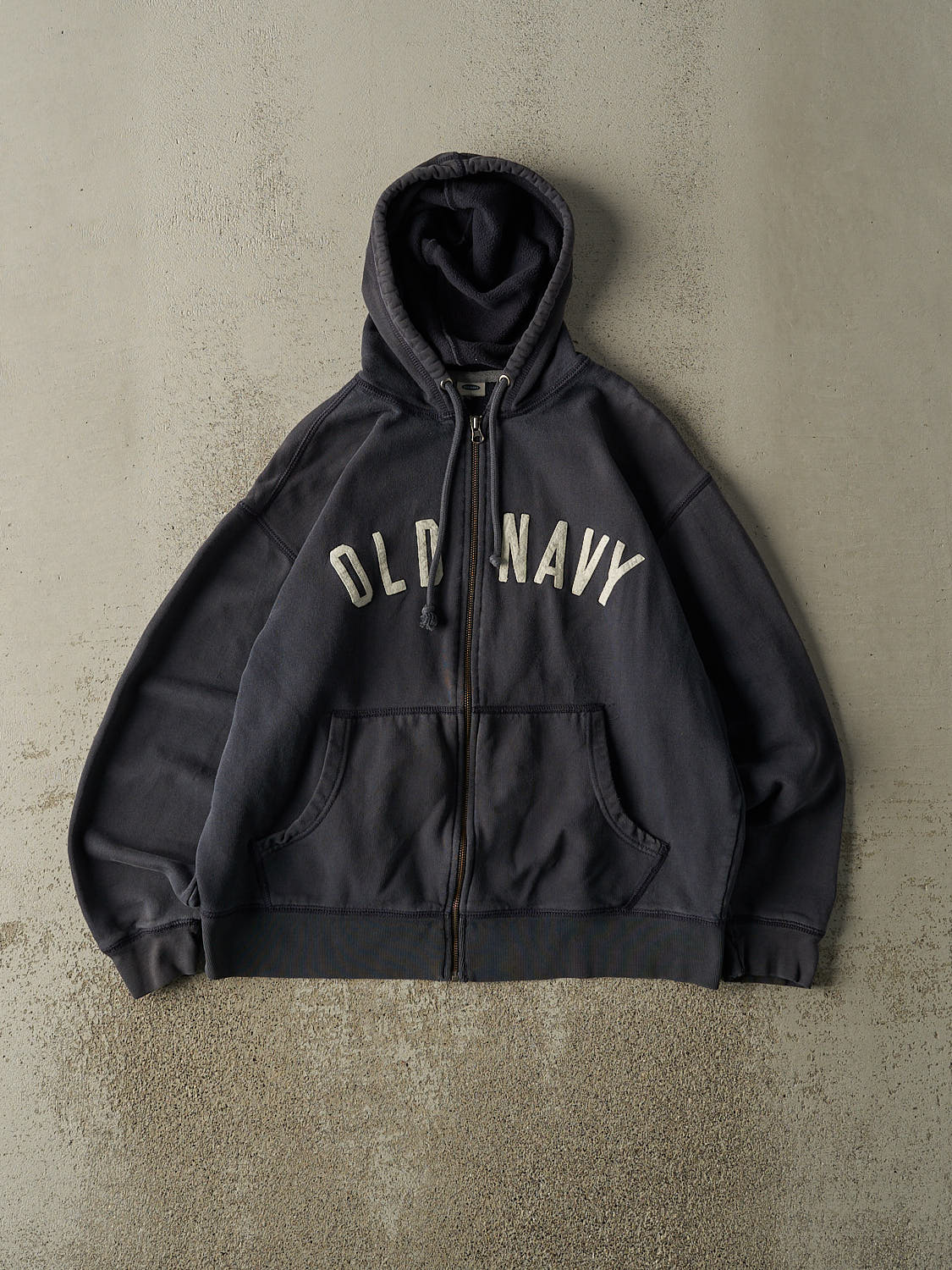 Vintage Y2K Navy Blue Old Navy Embroidered Zip Up Hoodie (M/L)