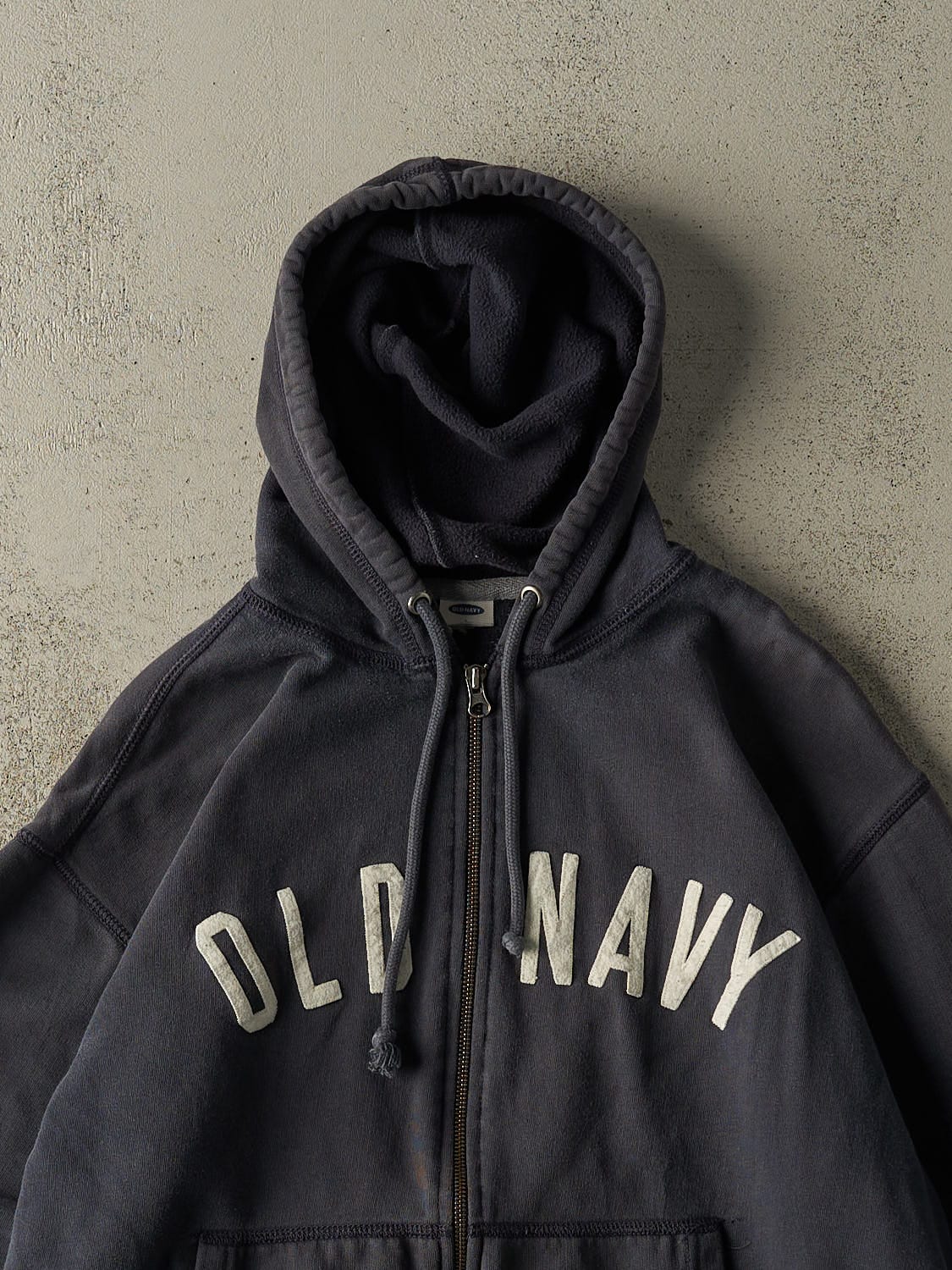 Vintage Y2K Navy Blue Old Navy Embroidered Zip Up Hoodie (M/L)