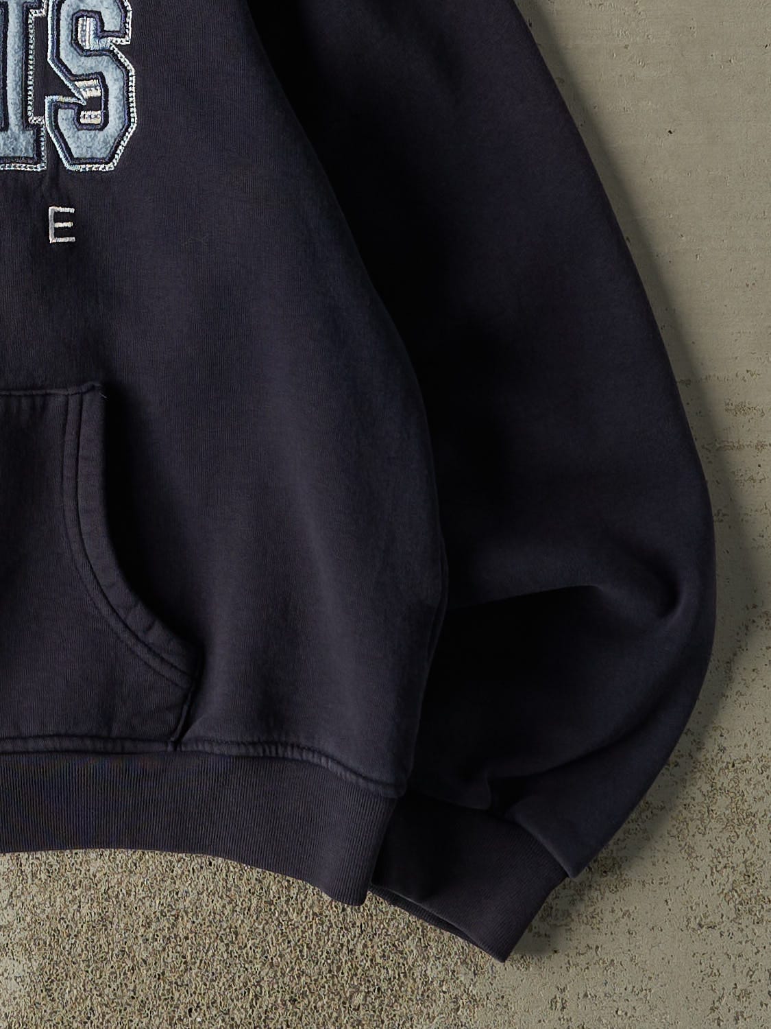 Vintage Y2K Navy Blue Paris France Embroidered Zip Up Hoodie (S/M)