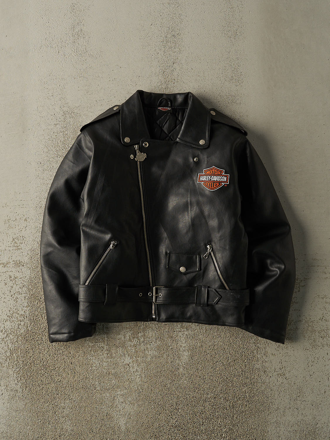 Vintage Y2K Black Harley Davidson Leather Biker Jacket (XS)