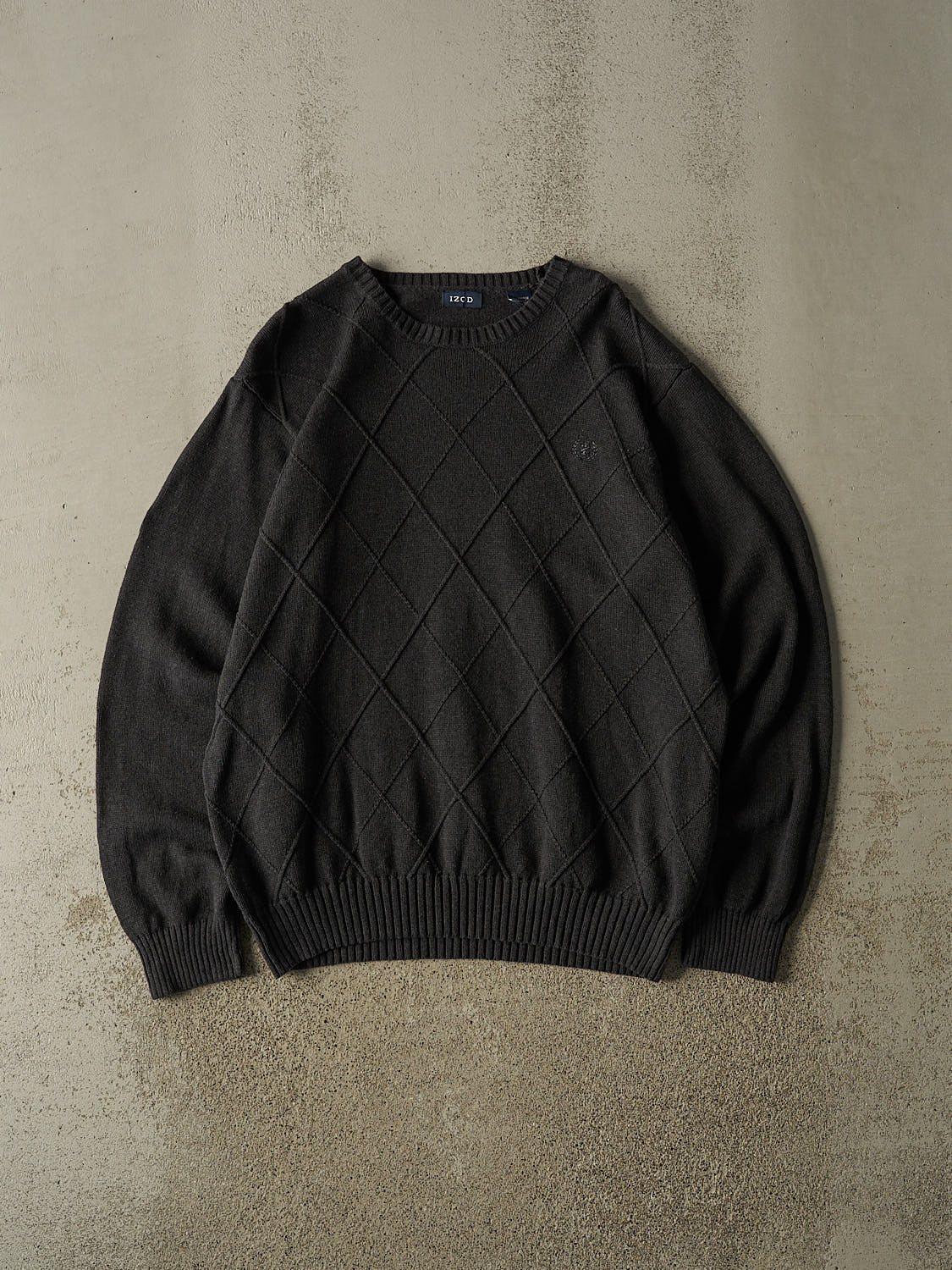 Vintage Y2K Charcoal Grey Izod Patterned Embroidered Knit (XL)