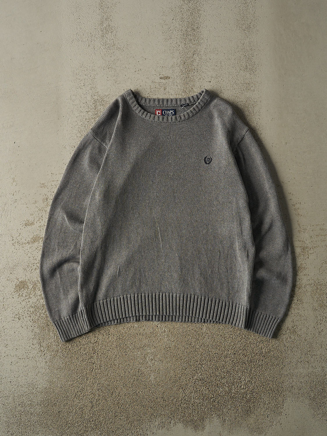 Vintage 90s Grey Chaps Embroidered Knit (L)