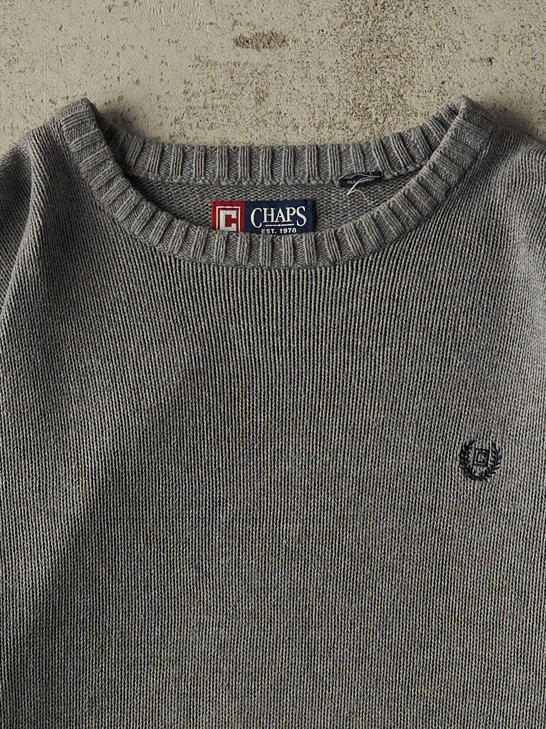 Vintage 90s Grey Chaps Embroidered Knit (L)