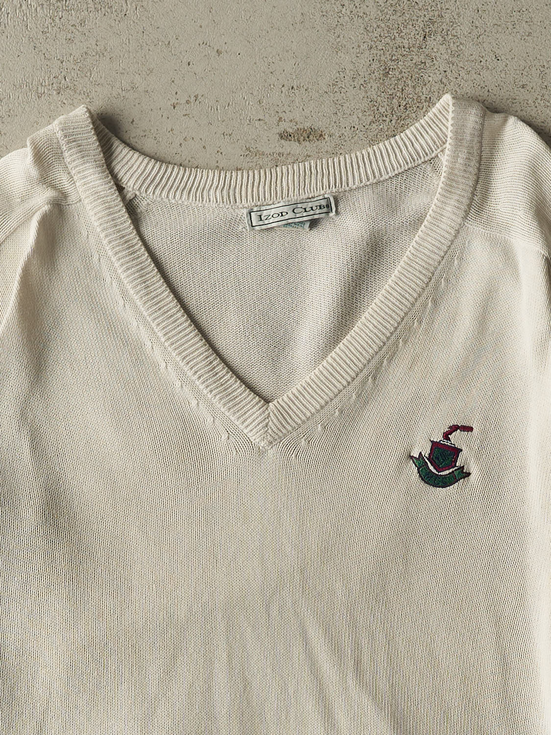 Vintage 80s White Izod Club Embroidered Knit (L/XL)