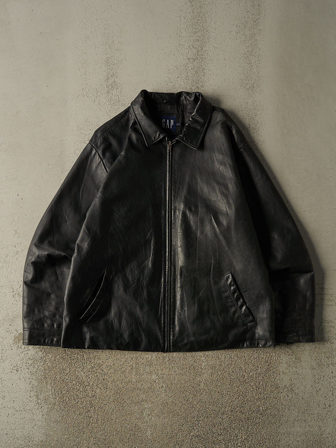 Vintage 90s Black Gap Leather Jacket (XL)