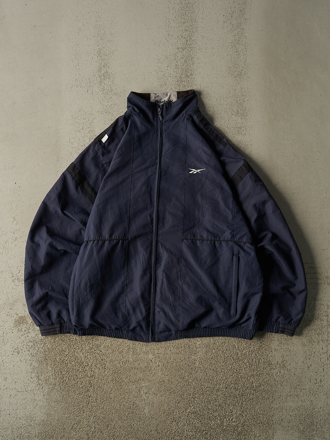 Vintage Y2K Navy Blue Reebok Windbreaker Jacket (L/XL)