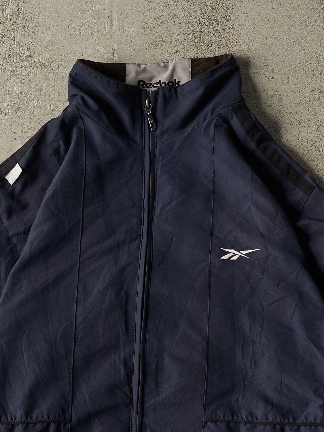 Vintage Y2K Navy Blue Reebok Windbreaker Jacket (L/XL)