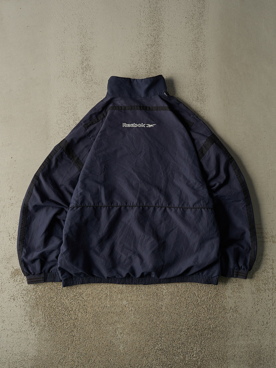 Vintage Y2K Navy Blue Reebok Windbreaker Jacket (L/XL)