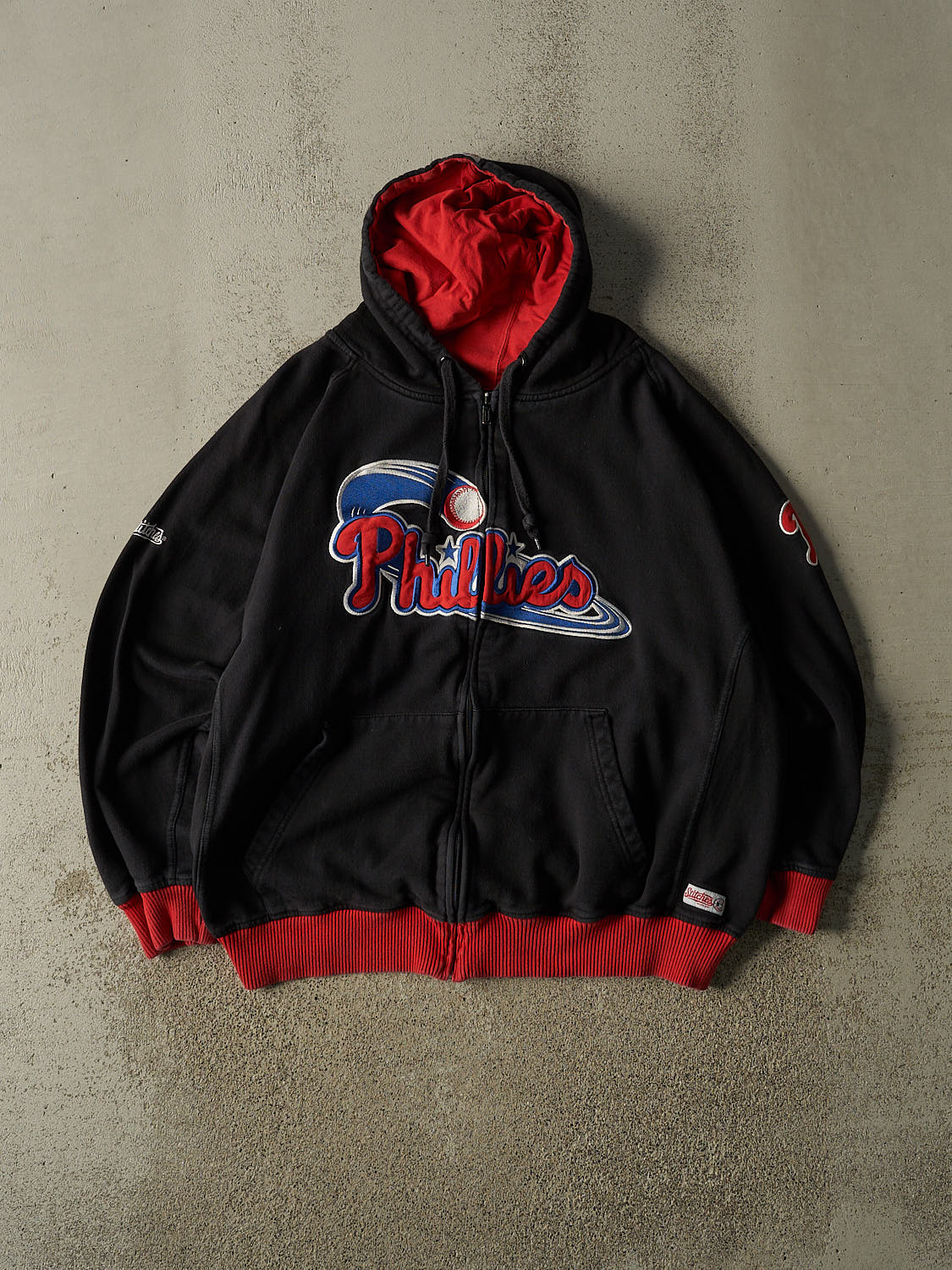 Vintage Y2K Black Philadelphia Phillies Zip Up Hoodie (XL)