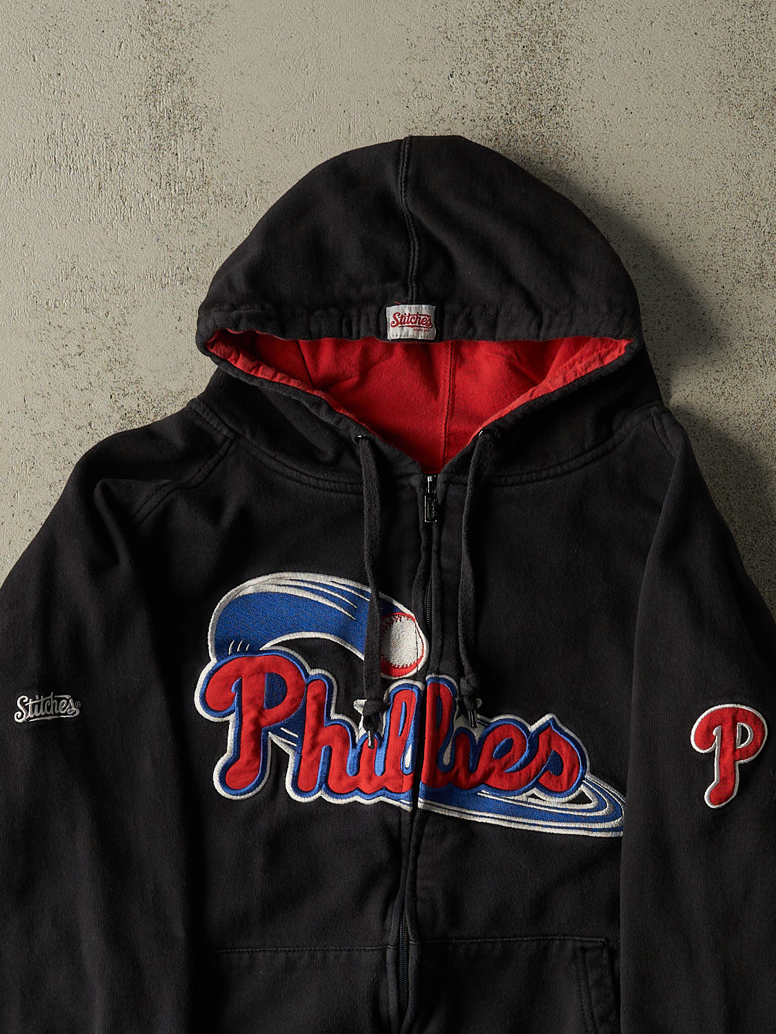 Vintage Y2K Black Philadelphia Phillies Zip Up Hoodie (XL)