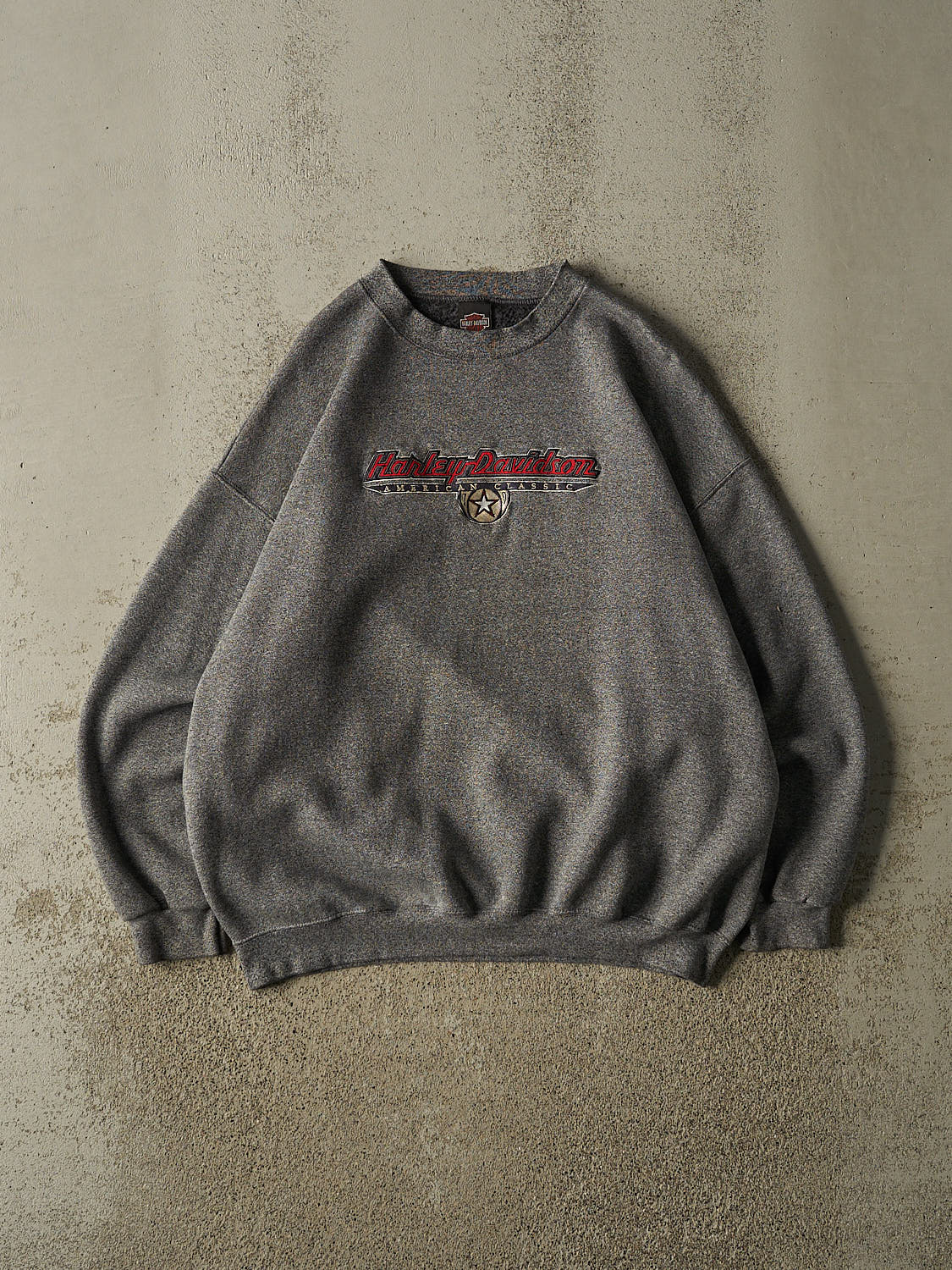 Vintage 90s Grey Harley Davidson American Classic Embroidered Crewneck (L/XL)