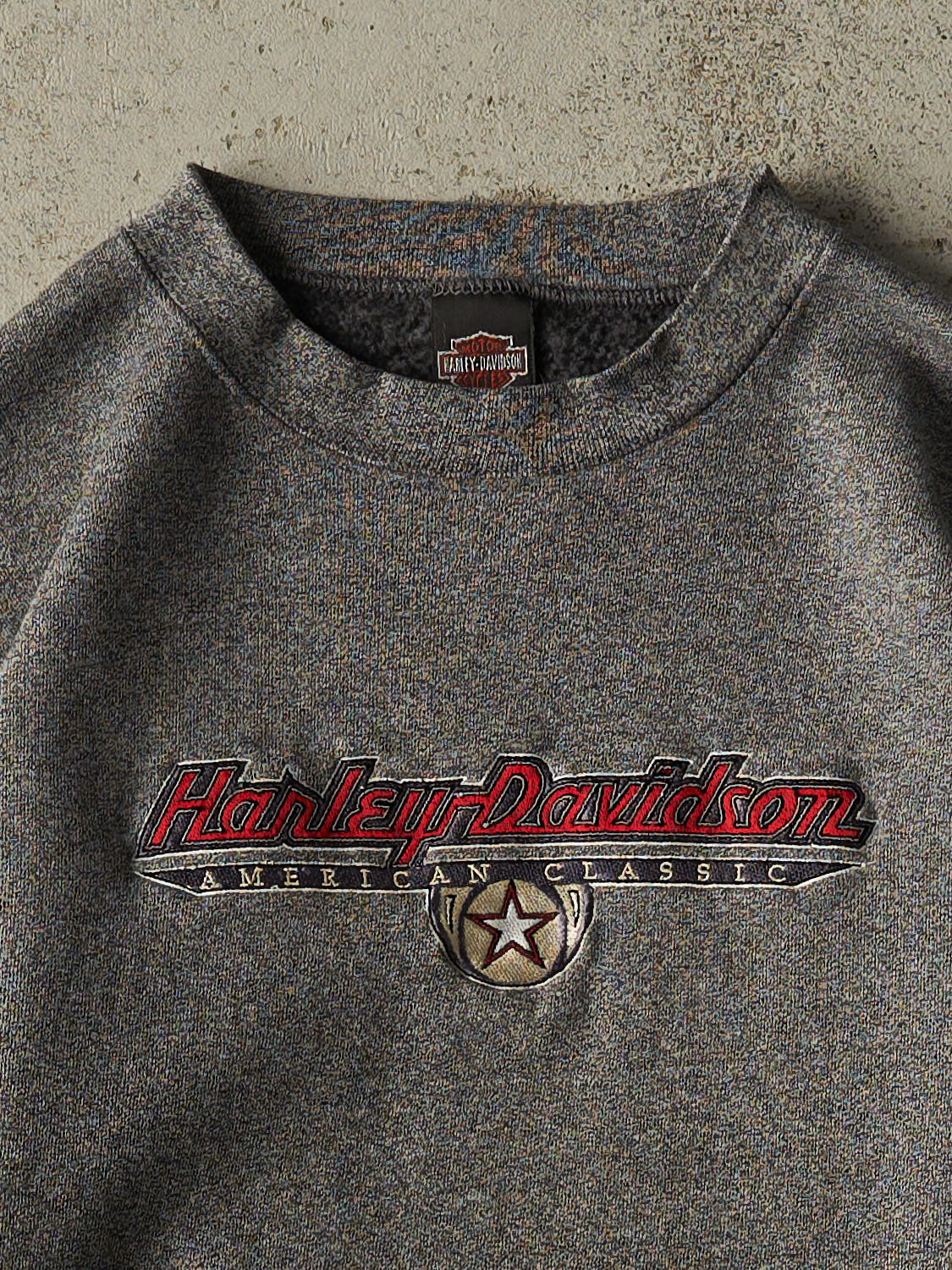 Vintage 90s Grey Harley Davidson American Classic Embroidered Crewneck (L/XL)