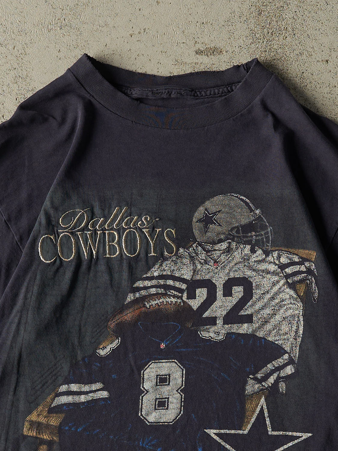 Vintage 94' Navy Blue Dallas Cowboys Embroidered Cropped Single Stitch Tee (XS/S)