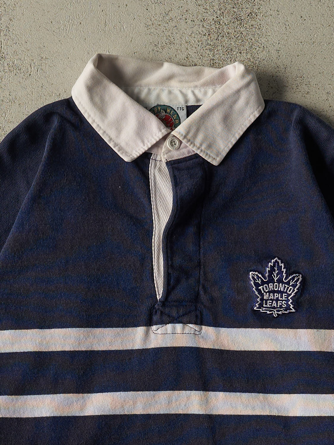 Vintage Y2K Navy Blue Toronto Maple Leafs Quarter Button Rugby Long Sleeve (XL/XXL)
