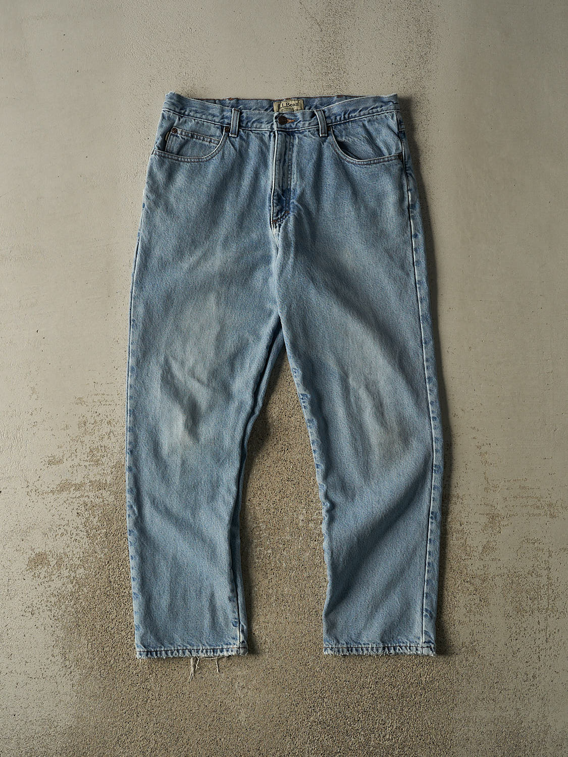 Vintage 90s Light Wash LL Bean Flannel Lined Jeans (35x31)