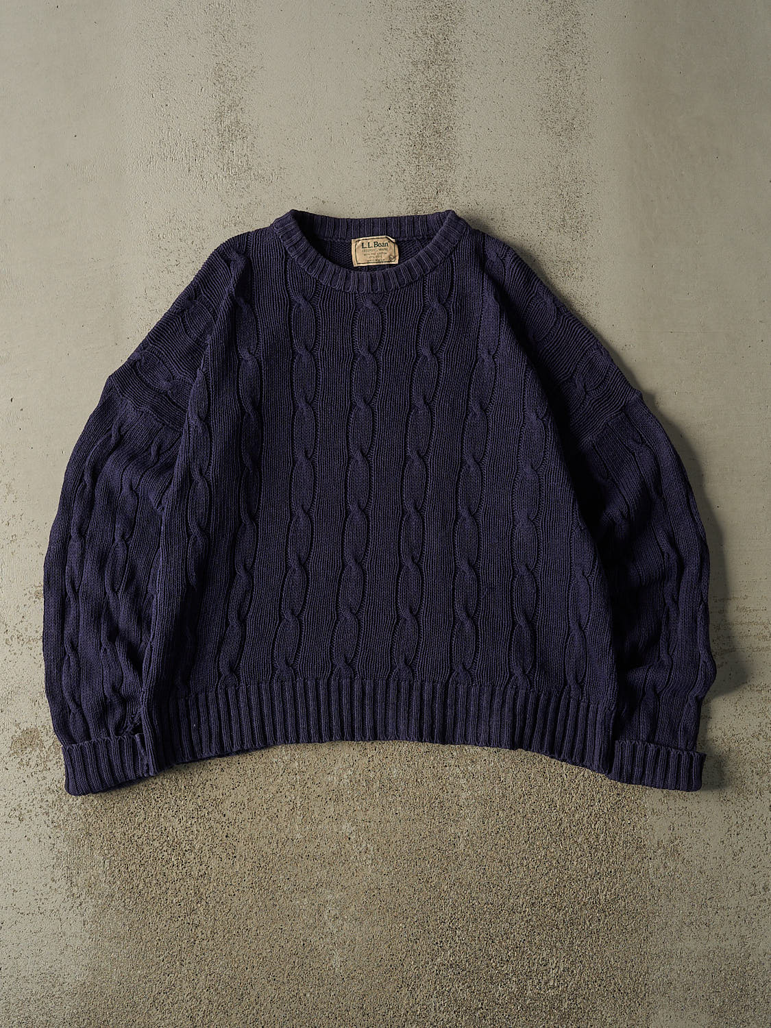Vintage 90s Navy Blue LL Bean Cable Knit Sweater (M/L)