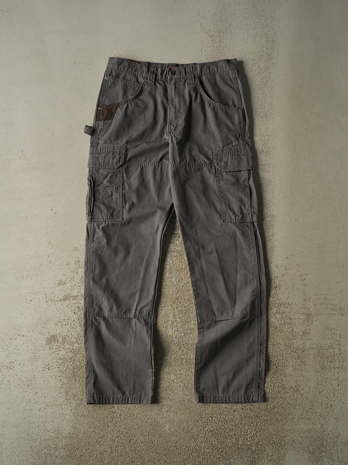 Vintage Y2K Grey Wrangler Double Knee Cargo Ripstop Pants (34x34.5)
