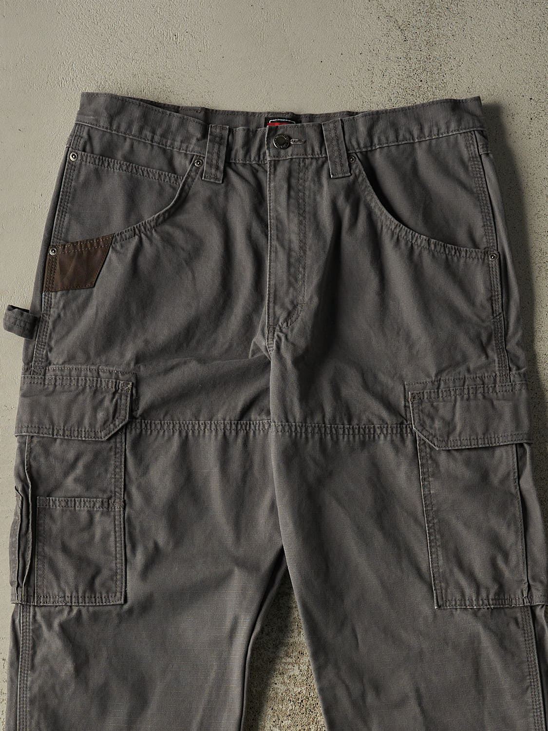 Vintage Y2K Grey Wrangler Double Knee Cargo Ripstop Pants (34x34.5)