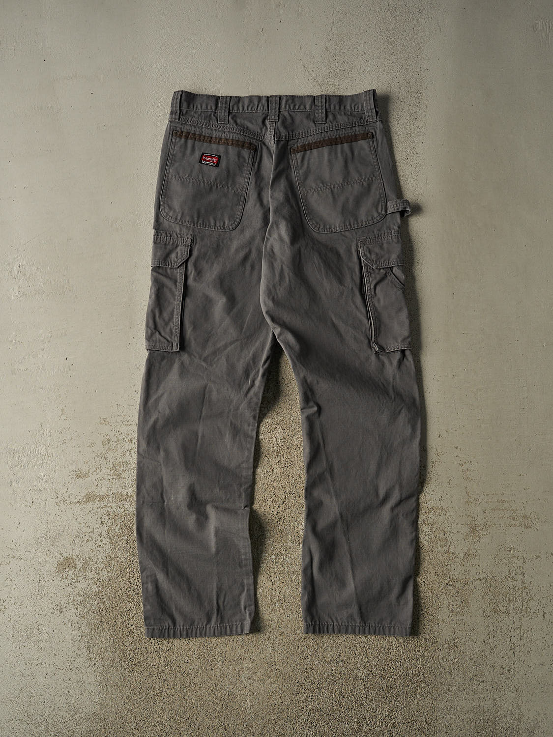 Vintage Y2K Grey Wrangler Double Knee Cargo Ripstop Pants (34x34.5)