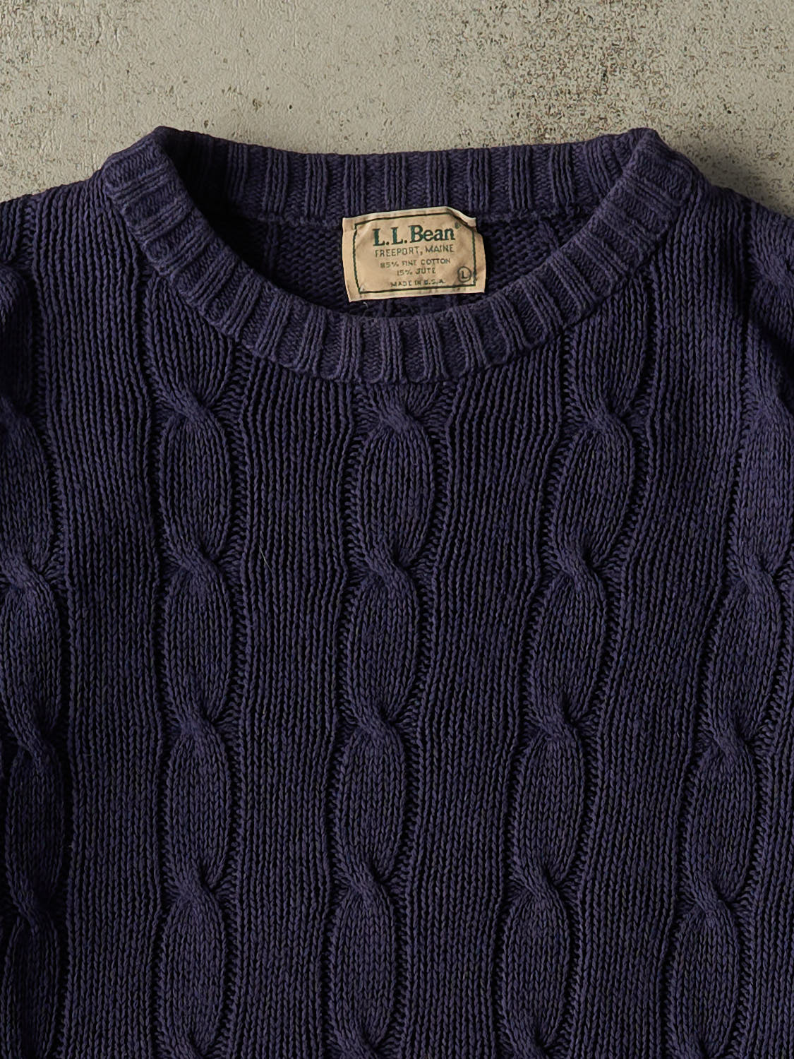 Vintage 90s Navy Blue LL Bean Cable Knit Sweater (M/L)