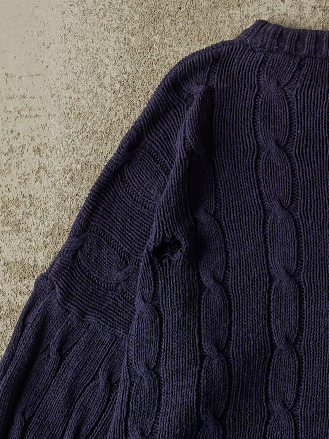 Vintage 90s Navy Blue LL Bean Cable Knit Sweater (M/L)
