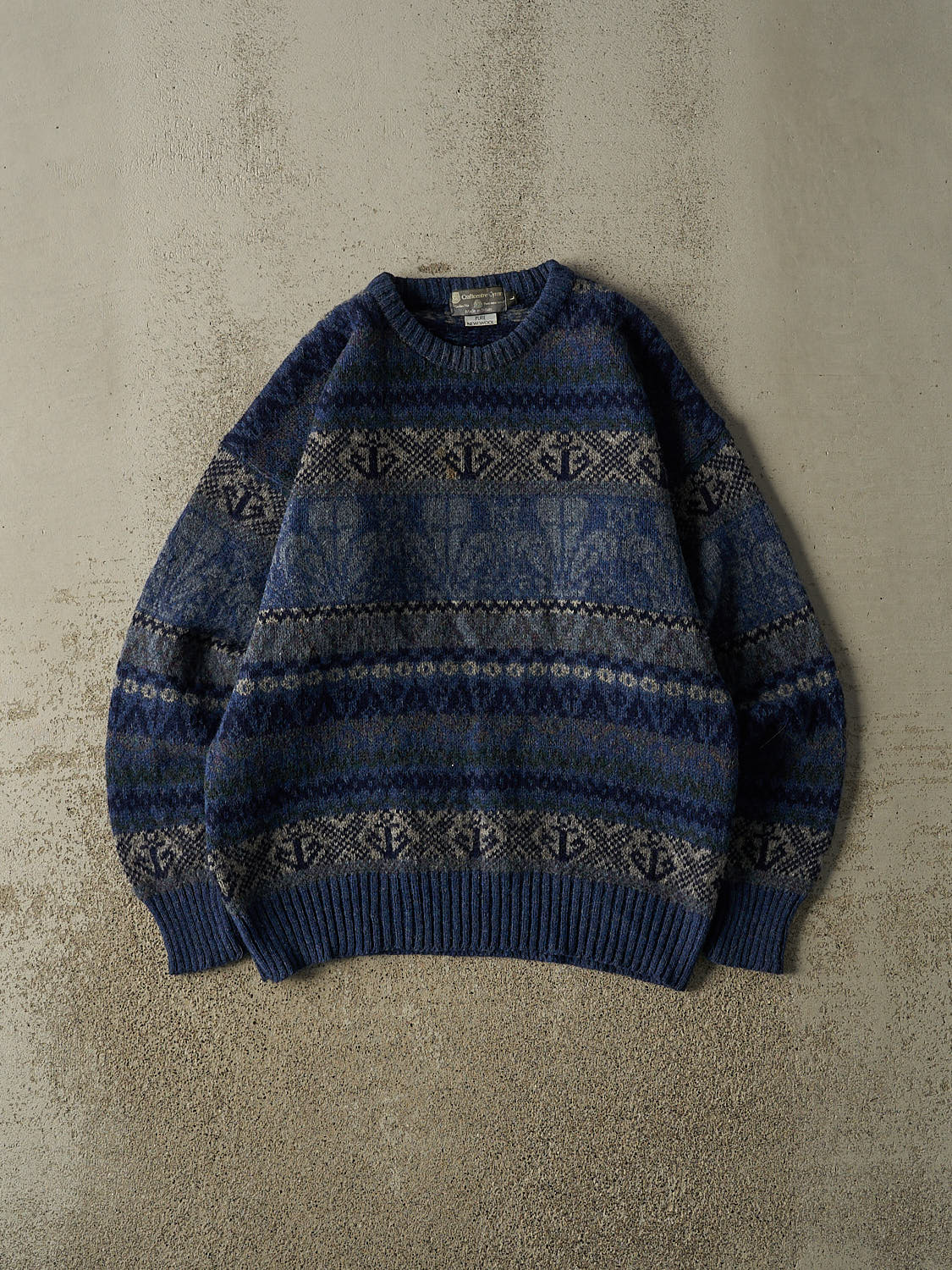 Vintage 90s Blue Wool Knit Sweater (L)
