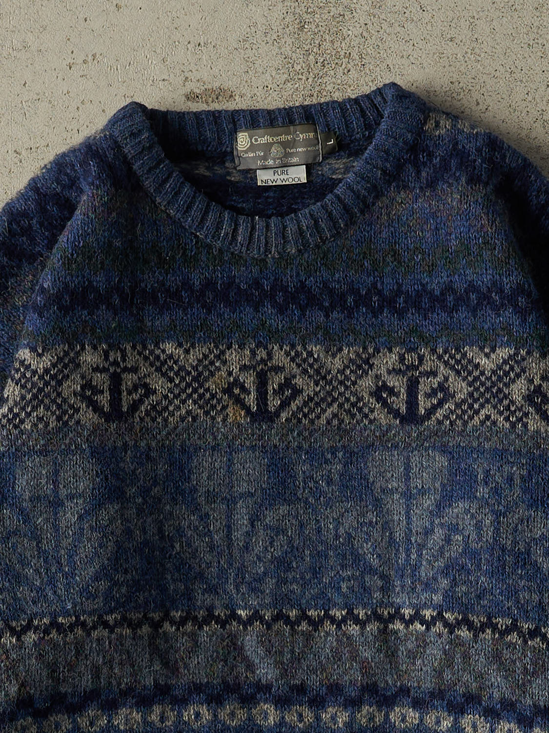 Vintage 90s Blue Wool Knit Sweater (L)