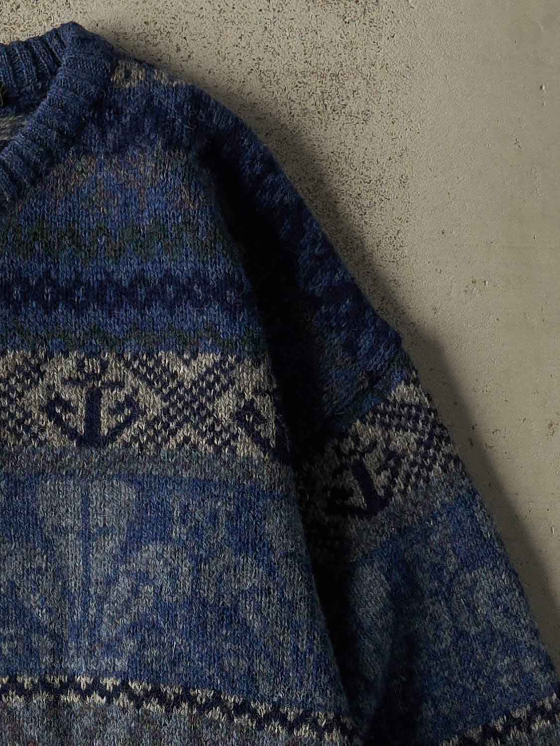 Vintage 90s Blue Wool Knit Sweater (L)