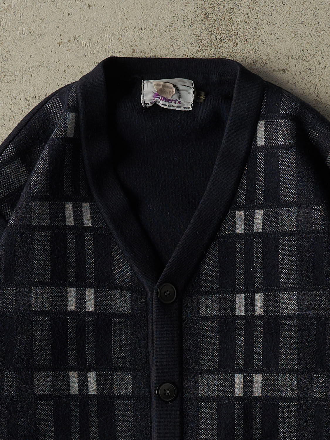 Vintage 80s Navy Blue Cardigan Knit (S/M)
