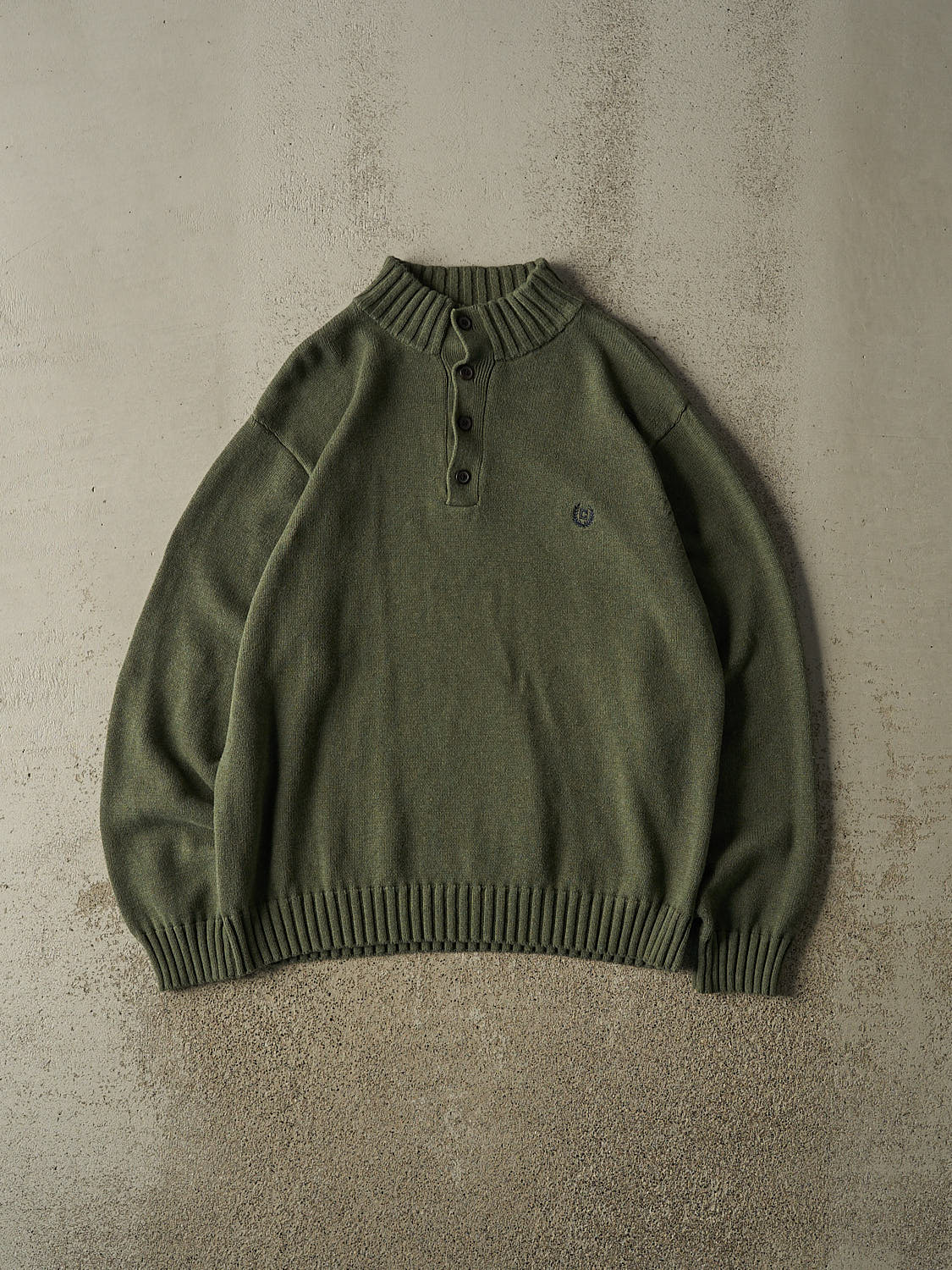 Vintage 90s Green Chaps Quarter Button Knit (L)