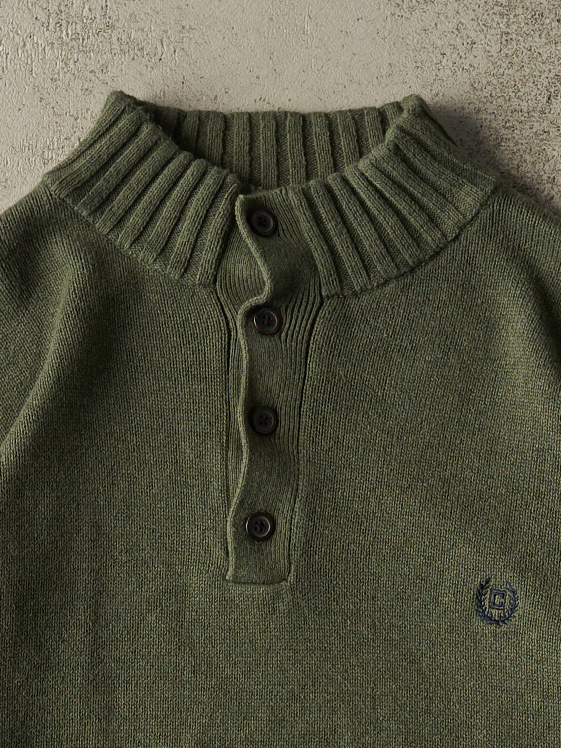 Vintage 90s Green Chaps Quarter Button Knit (L)
