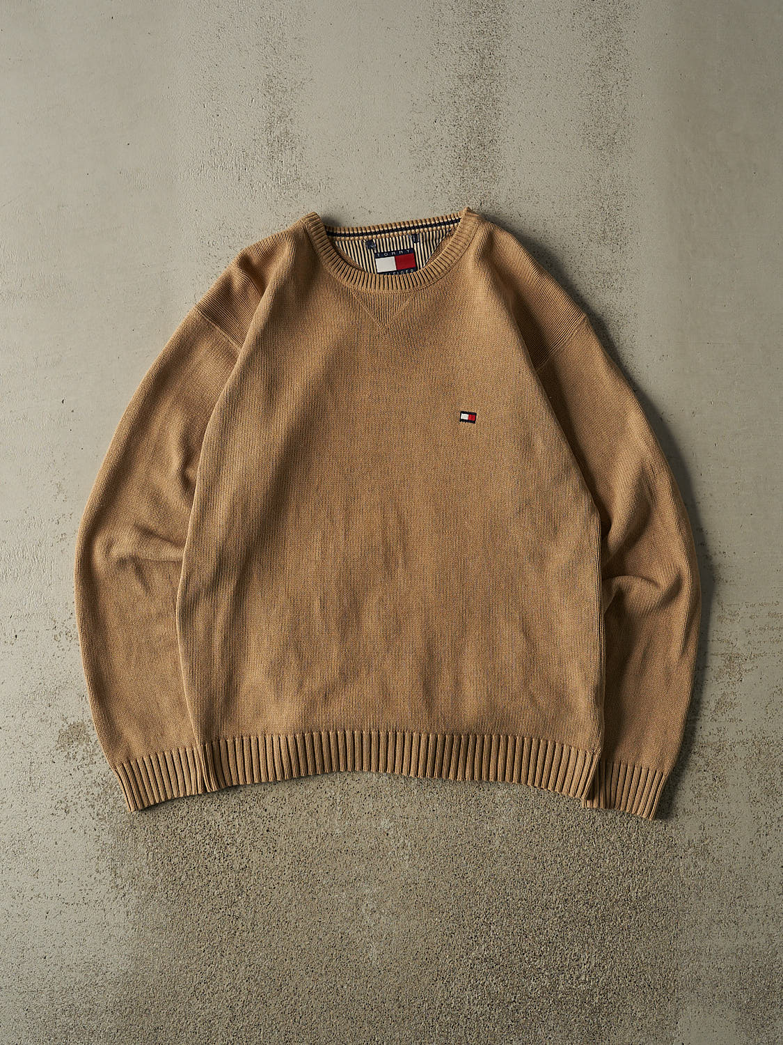 Vintage 90s Beige Tommy Hilfiger Embroidered Knit (XL)