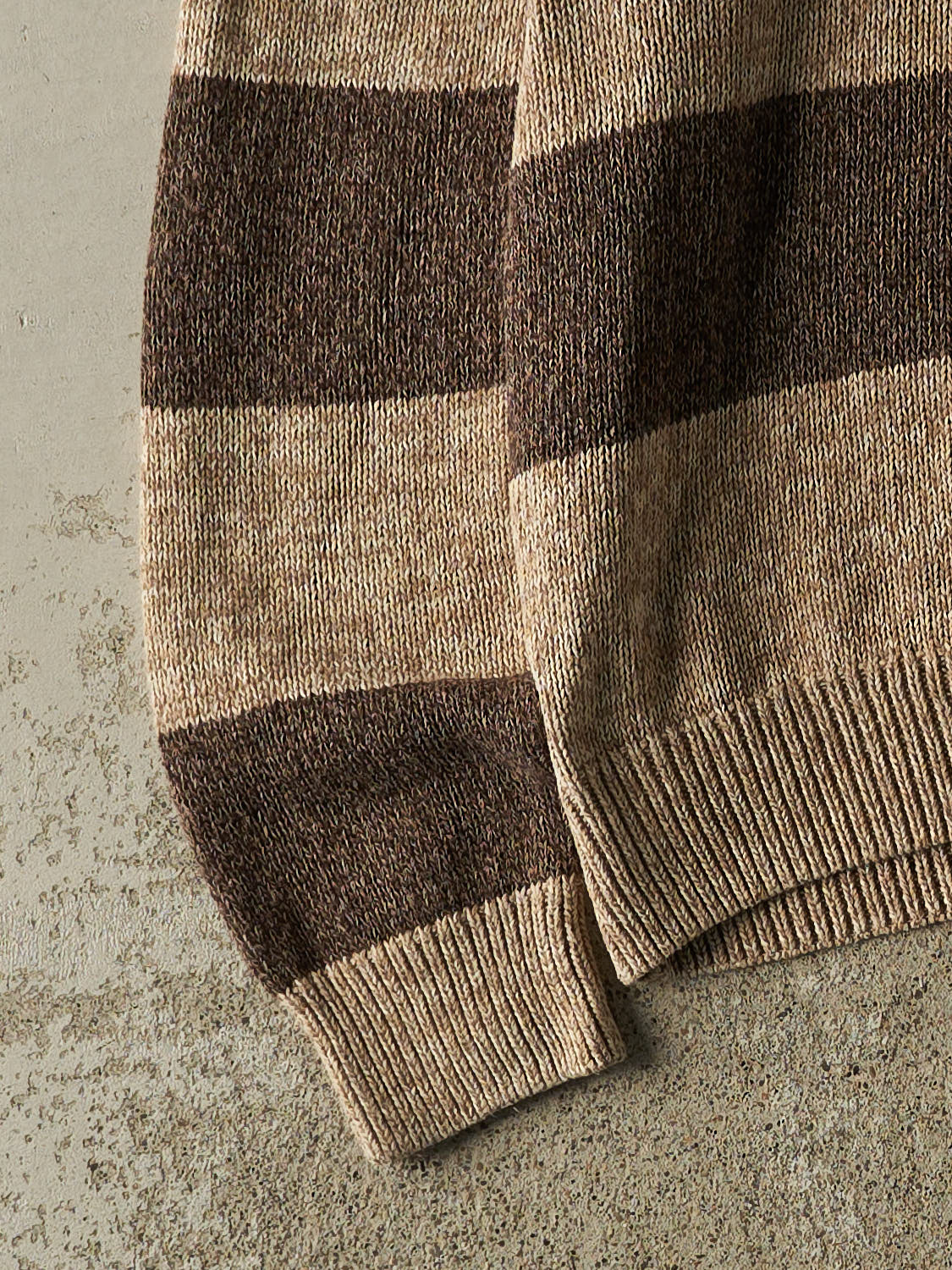 Vintage 90s Brown Chaps Striped Quarter Zip Knit (XL/XXL)