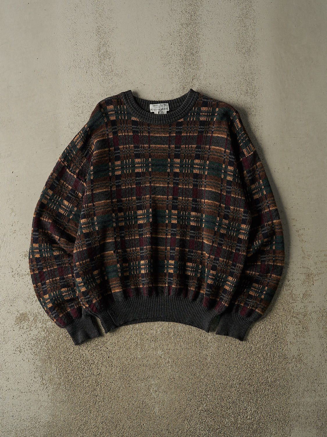 Vintage 90s Grey Patterned Wool Knit (L)