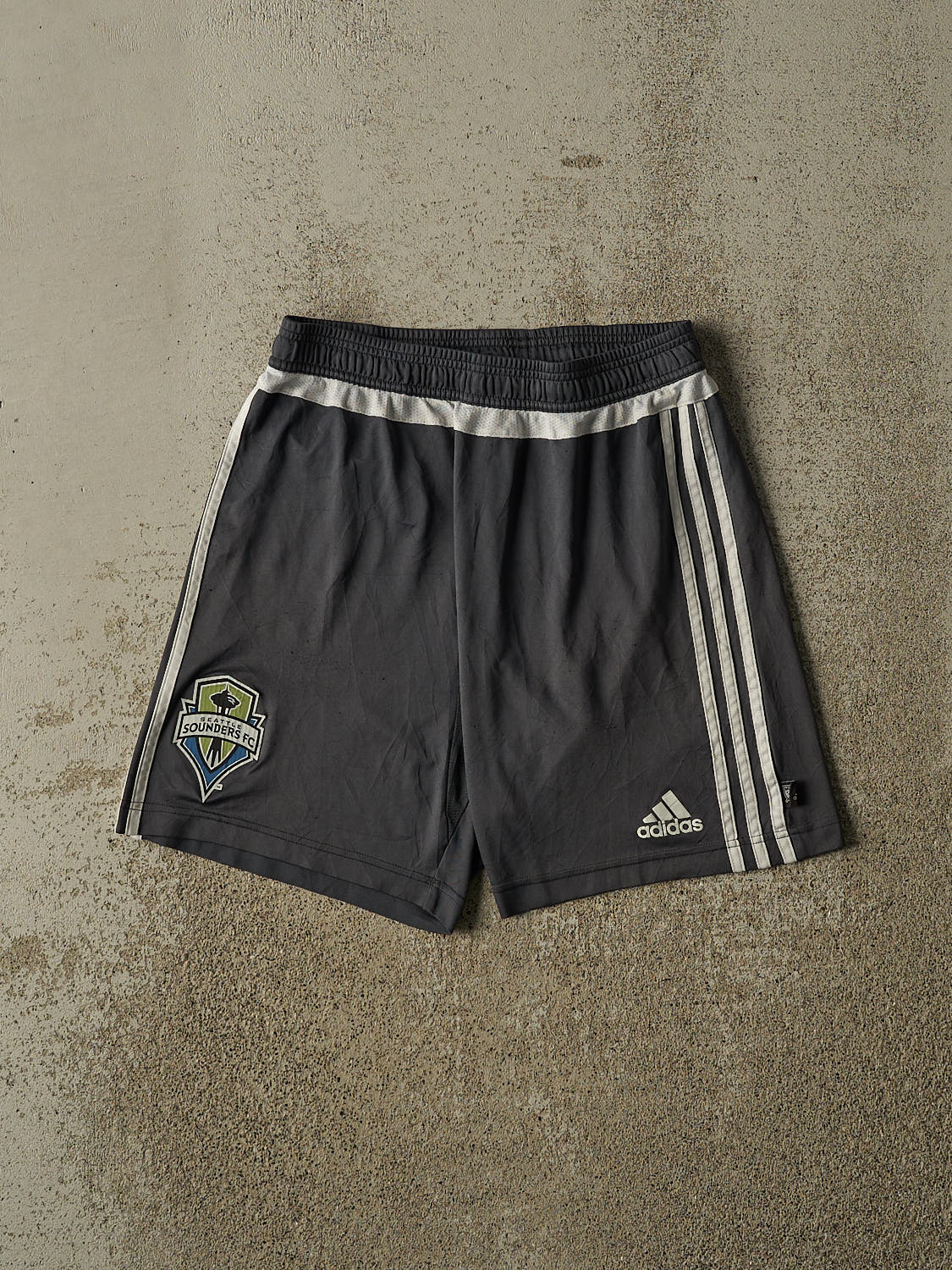 Vintage Y2K Charcoal Grey Adidas Track Shorts (26x8)