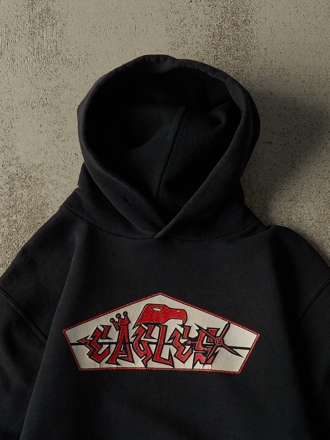 Vintage Y2K Black Russell Athletic Eagles Hoodie (XXS/XS)