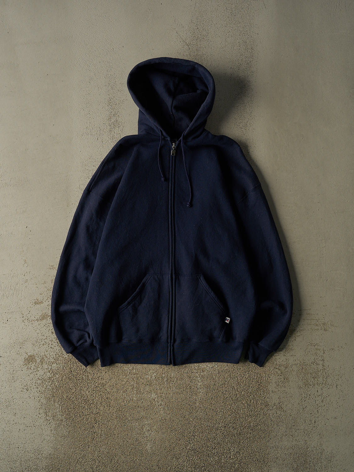 Vintage 90s Navy Blue Russell Athletic Blank Zip Up Hoodie (XXL/XXXL)